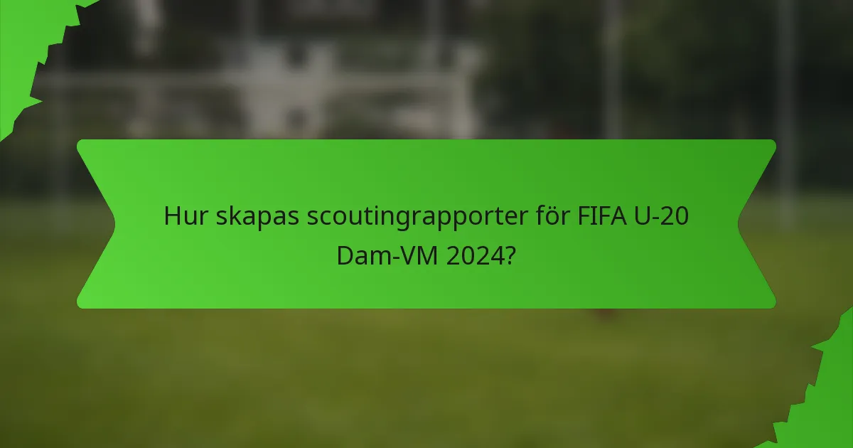 Hur skapas scoutingrapporter för FIFA U-20 Dam-VM 2024?